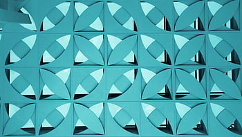 Abstract geometric blue pattern with repetitive square and leaf shapes, ideal for modern backgrounds. HD wallpaper
