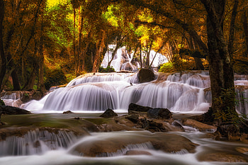 Tropical river, Summer, Water fall, Rocks, Forest HD wallpaper
