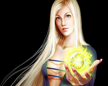Her Parting Gift, Blond, Sorceress, Magic, Sphere, Fantasy HD wallpaper