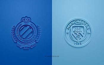 Club Brugge KV vs Manchester City FC, 2021, UEFA Champions League, Group А, 3D logos, blue background, Champions League, football match, 2021 Champions League, Manchester City FC, Club Brugge KV HD wallpaper