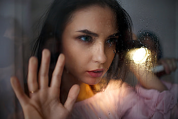 Girl model, glass, torch light, surface HD wallpaper