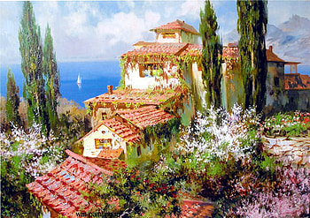 А.Милюков, art, painting, tree, village HD wallpaper