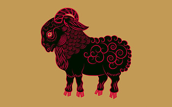 Chinese Zodiac ~ Goat, animal, zune, zodiac, fantasy, yellow, sheep, red, chinese HD wallpaper