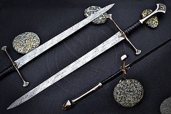 Anduril Sword, Damascus steel, LotR sword replica, Viking sword HD wallpaper
