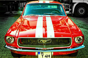 Ford Mustang, Car, Red, Mustang, Oldtimer, Ford HD wallpaper