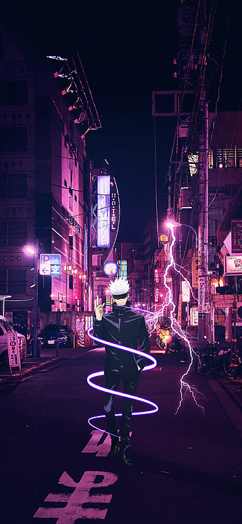 Street Gojo, lightning, anime HD phone wallpaper