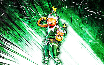 Fa-La-La-La-Fishstick, grunge art, Fortnite Battle Royale, Fortnite characters, green abstract rays, Fa-La-La-La-Fishstick Skin, Fortnite, Fa-La-La-La-Fishstick Fortnite HD wallpaper