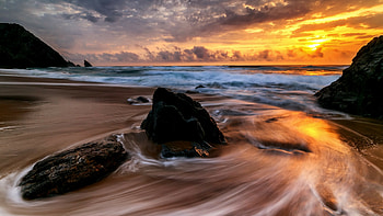 Ocean sunset, resolution, mobile, Coastal tranquility HD wallpaper