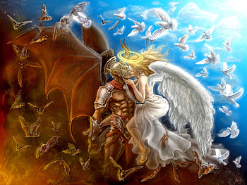 ANGEL KISS, love, kiss, angel, elf, warrior HD wallpaper