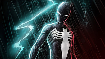 Black Spiderman Lightning , spiderman, superheroes, artist, artwork, digital-art, artstation HD wallpaper