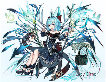Lady cirno, anime, touhou, smile HD wallpaper