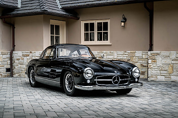 Black, classic, Mercedes-Benz 300 SL HD wallpaper