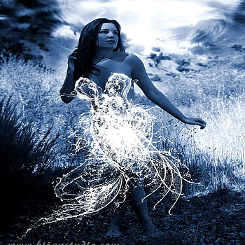 BEAUTY IN DRESS OF LIGHTS, blue, fantasy, lights, dress, beauty HD wallpaper