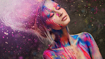 Style, paint, model, closed eyes HD wallpaper