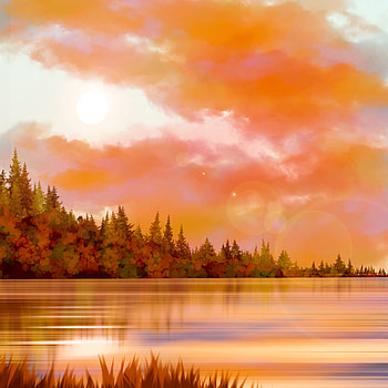 Trees, Art, Lake, Forest, Fir, Spruce HD phone wallpaper