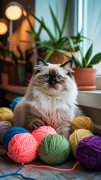 Ragdoll Reverie — Cozy Yarn for & Android, cat HD phone wallpaper