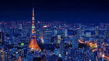 Tokyo Night, night, blue, japanese, scenery, japan, tokyo tower, cityscape, tokyo HD wallpaper