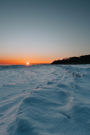 Landscape, Winter, Nature, Sunset, Snow, Lake HD phone wallpaper