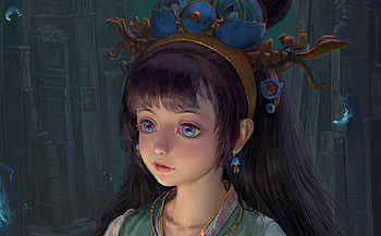 Cute girl, dark, frumusete, art, eyes, cute, girl, superb, earrings, fantasy, face, luminos, ting ting, girgeous HD wallpaper