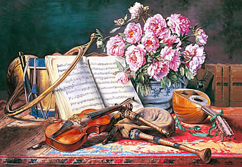 Still Life, pink, flowers, violin, stilllife HD wallpaper