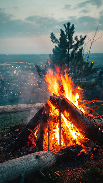 Bonfire, Fire Campfire HD phone wallpaper
