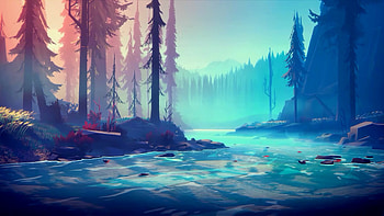 Minimalist Forest River , Blue Forest HD wallpaper