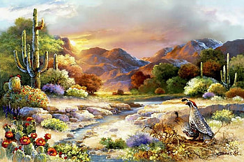 By James Lee, painting, art, nature, James Lee, cactus HD wallpaper