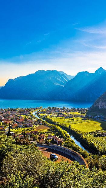 Monte Brione, Sarca River, Nago Torbole, Windows 10 HD phone wallpaper