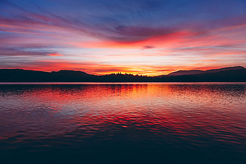 Nature, Trees, Sunset, Sky, Twilight, Horizon, Lake, Dusk HD wallpaper