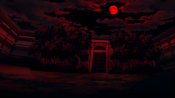 Prison School Anime : Dark Red Moonlit Nightscape, Anime, Prison School HD wallpaper