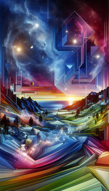 Stellar Polyscape Artwork - Cosmic, Abstract, landscape, space, geometry HD phone wallpaper