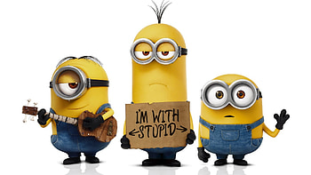 3 funny Minions background: HD wallpaper
