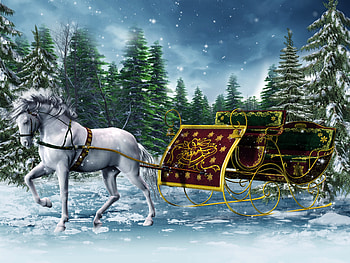 Snow, Christmas, Winter, Holiday, Horse, Sleigh HD wallpaper