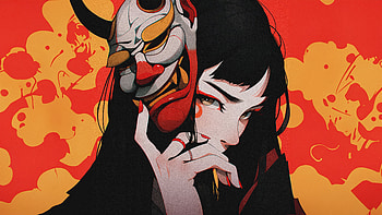 Secrets Shrouded In Silk The Enigmatic Masked Girl, artist, artwork, digital-art HD wallpaper