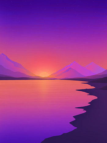 Landscape, Rivers, Sunset, Art, Mountains HD phone wallpaper