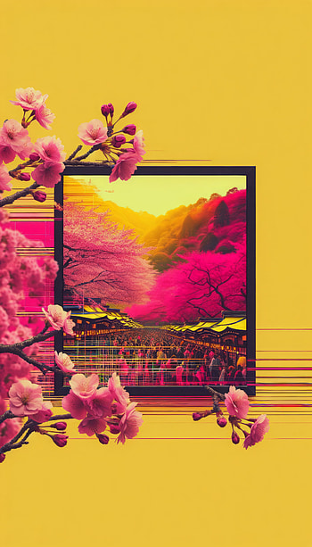 Cherry Blossom Festive, cherry blossom, Digital Art, vibrant colors, landscape HD phone wallpaper