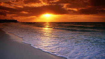 Landscape, Sunset, Beach HD wallpaper