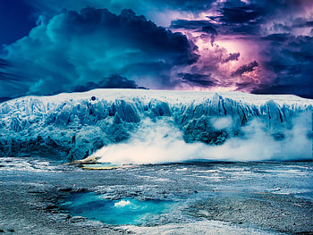 hop, iceberg, glacier, clouds, landscape HD wallpaper