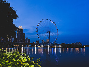 Ferris wheel, evening, cityscape HD wallpaper