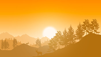 Sunrise Landscape Geometric Simple Abstract, nature, landscape, Digital Art, tree, pine tree HD wallpaper