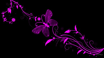 ... black with pink flowers flower ... HD wallpaper