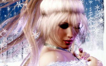 Fantasy Girl, artwork, portrait, cold, posing, hair, ice HD wallpaper