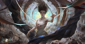 Fantasy girl, zhang zhao, art, goddess, fantasy, girl HD wallpaper