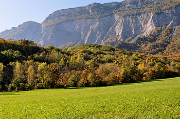 Nature, Trees, Grass, Sky, Mountains, Rocks HD wallpaper