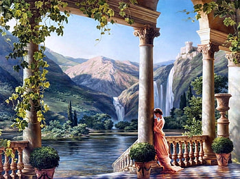 Waiting for you, waiting, art, painting, woman HD wallpaper
