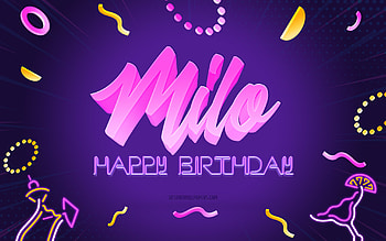 Happy Birtay Milo, , Purple Party Background, Milo, creative art, Happy Milo birtay, Milo name, Milo Birtay, Birtay Party Background HD wallpaper