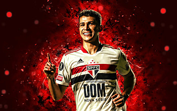Vitor Bueno, , red neon lights, Sao Paulo FC, brazilian footballers, SPFC, soccer, Vitor Frezarin Bueno, Brazilian Serie A, football, Brazil, Vitor Bueno , Vitor Bueno Sao Paulo FC HD wallpaper