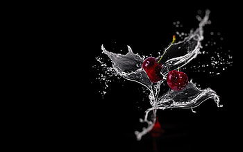 Cherry Splash, graphy, water, splash, cherry HD wallpaper