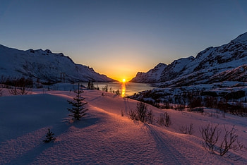 sunsets, winter, nature, snow HD wallpaper