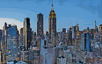 Manhattan, New York, Empire State Building, , vector art, Manhattan drawing, creative art, Manhattan art, vector drawing, abstract cityscape, New York drawing, USA HD wallpaper